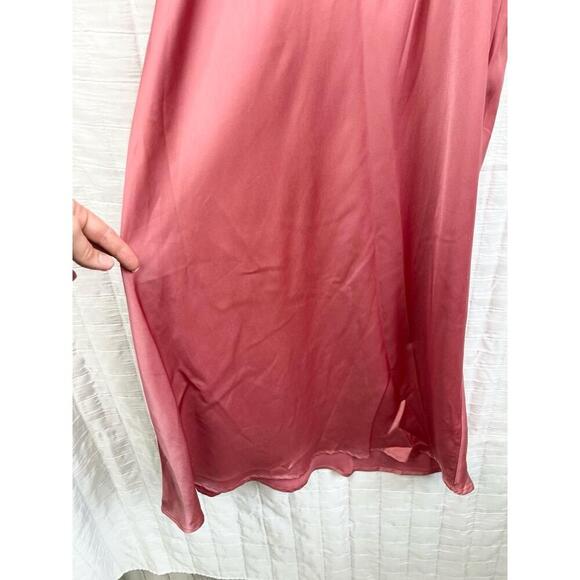 Lush Pink Mauve Satin Square Neck Long Sleeve Midi Dress Size Small Mauve Woods - Picture 7 of 11